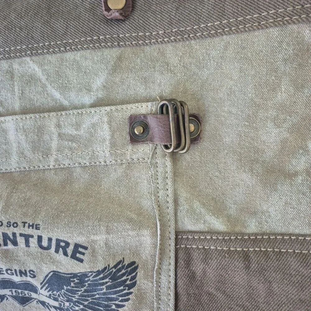 Myra Bag So The Adventure Begins 1960 The Journey Upcycled Denim and Canvas Tote
